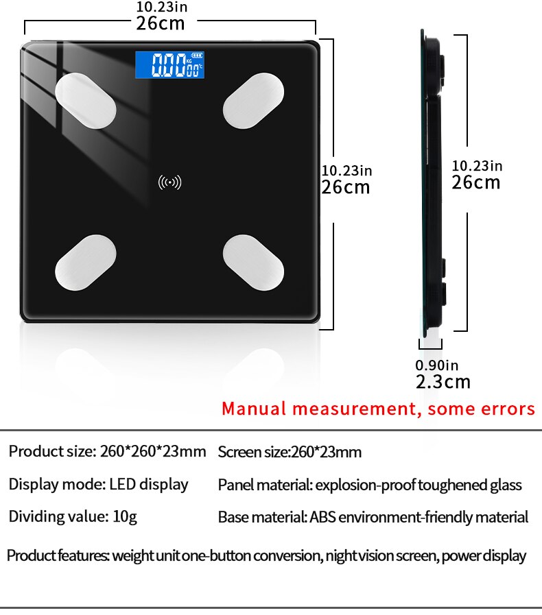 Bluetooth Bathroom Scales BMI Floor Body Scale LED Electronic Scales Smart Weight Scale Balance Body Composition Analyzer