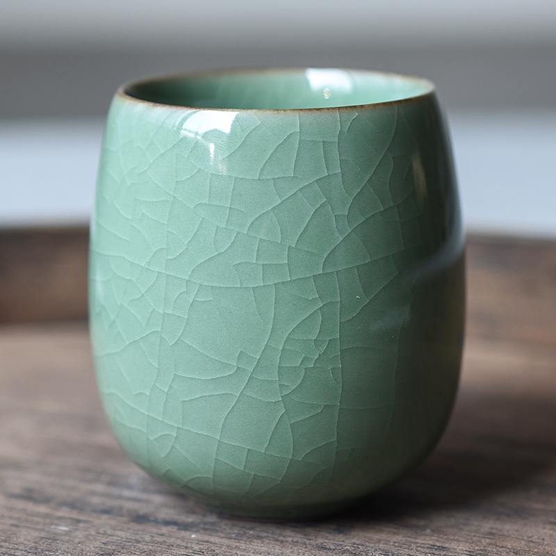 CHANSHOVA 250ml Solid Color Traditional Chinese Style Celadon Crackle Ceramic Teacup China Porcelain Small Coffee Tea Cups H318: 1
