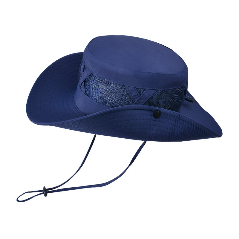 Xinbaoguan 100 % Nylon Frühling/Sommer groß Traufe Atmungsaktiver Sonnenschutz Fischerhut Herren Sonnenschutz Sonnenhut Angelhut: Tiefe Blau