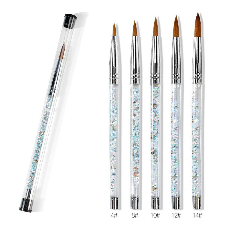Acrylic Nail Brush UV Gel Carving Pen Flower Painting Brush Manicure NO.4/8/10/12/14 Nail Art Nail Drawing Pen Tools