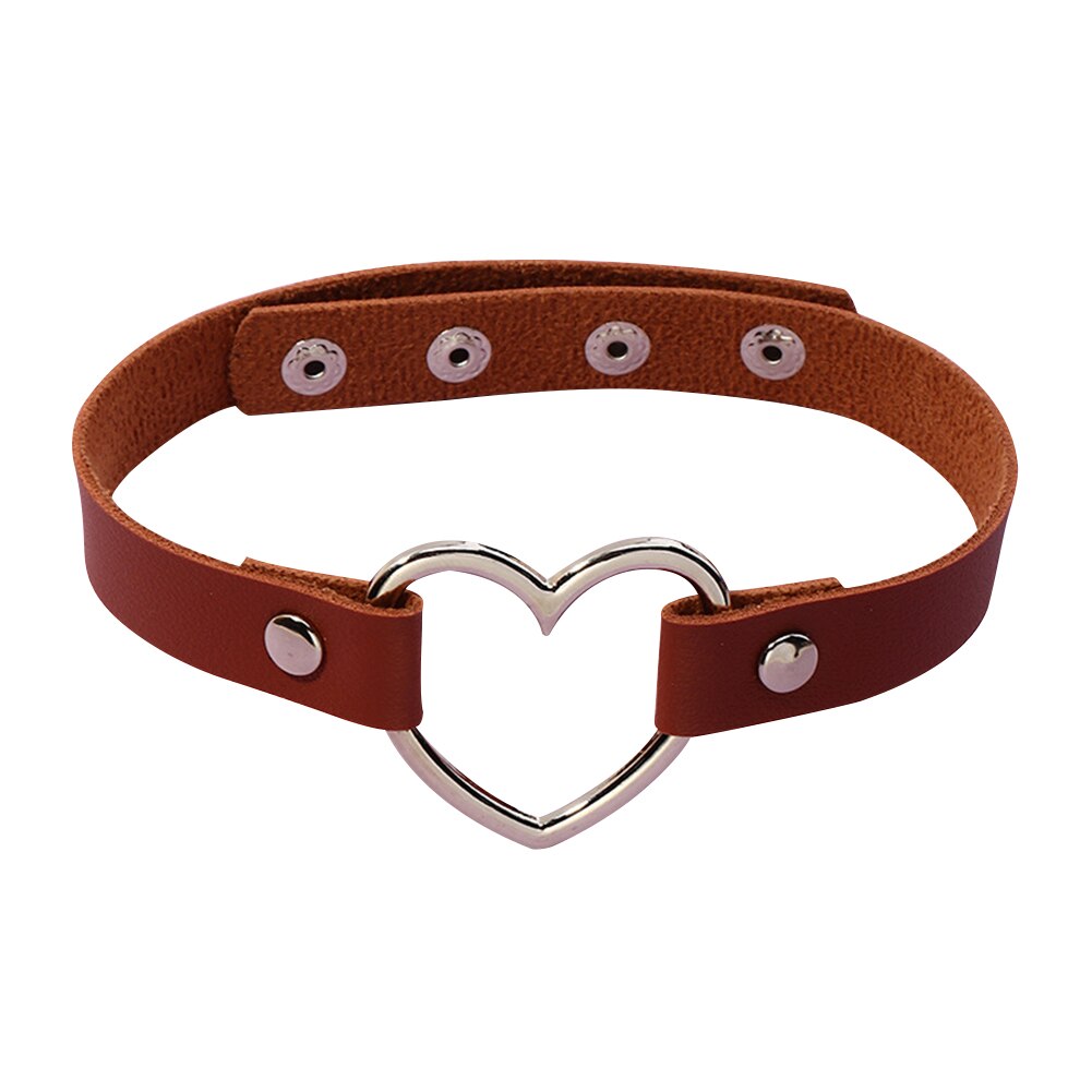 4 größe adjustmen Punk Gothic Gürtel Leichte Liebe Anhänger Leder Hals Kragen Rock Punk Choker Hip Hop Streetwear für Frauen: Coffee Color