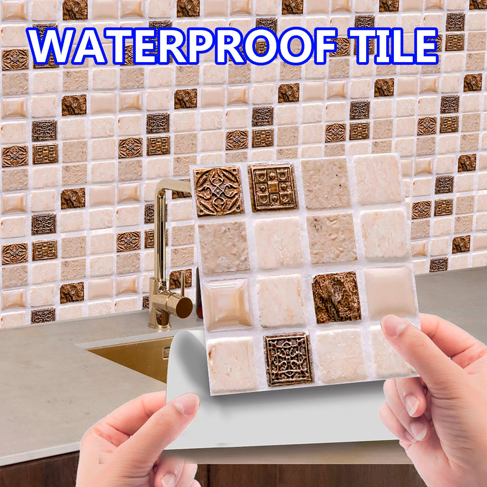 10pc 3D Crystal Tile Stickers DIY Waterproof Self-Adhesive Wall Stickers merry Christmas Decoration For Home: B