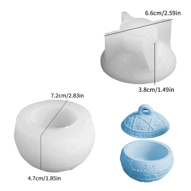 Natale palla rotonda candela barattolo stampo in silicone fai da te rilievo neve bacche scatola di immagazzinaggio kit stampi gesso resina artigianale creazione di decorazioni natalizie: Luce Verde