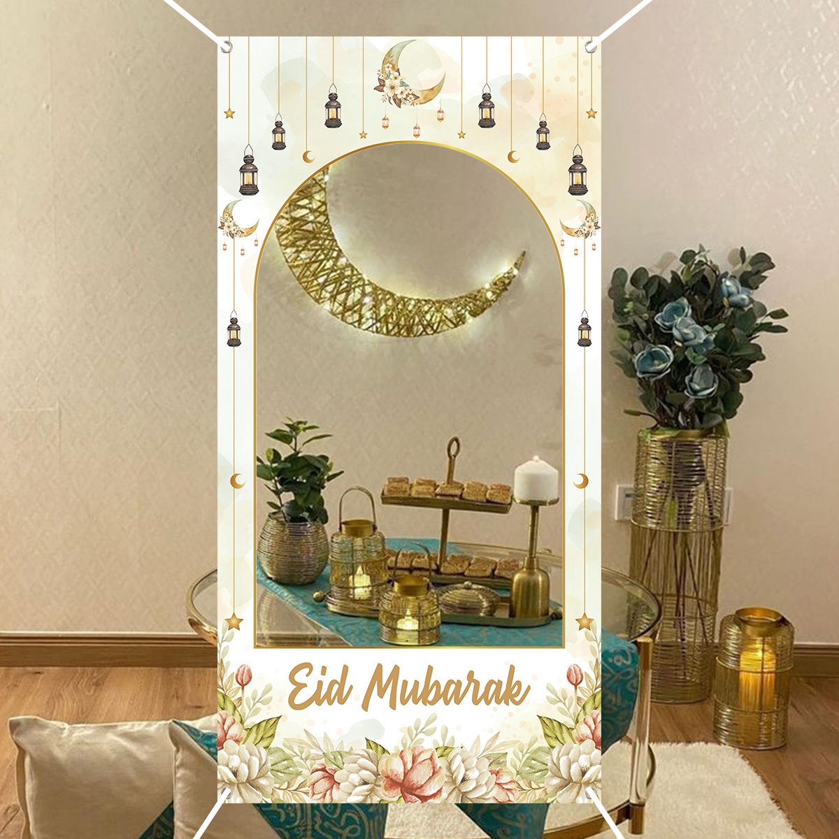 Ramadan decoraties, Ramadan Mubarak achtergrond banner, zwart en goud