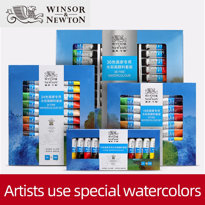 Winsor newton 12/18/24/36 färg akvarell set akvarellfärg för studentritning målning för konstfärgtillbehör