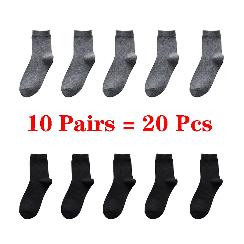 10 par= 20 stk business casual bomuld hvide sokker mænd forår efterår vinter ensfarvede crew sokker mandlige åndbare strømper meias: 2