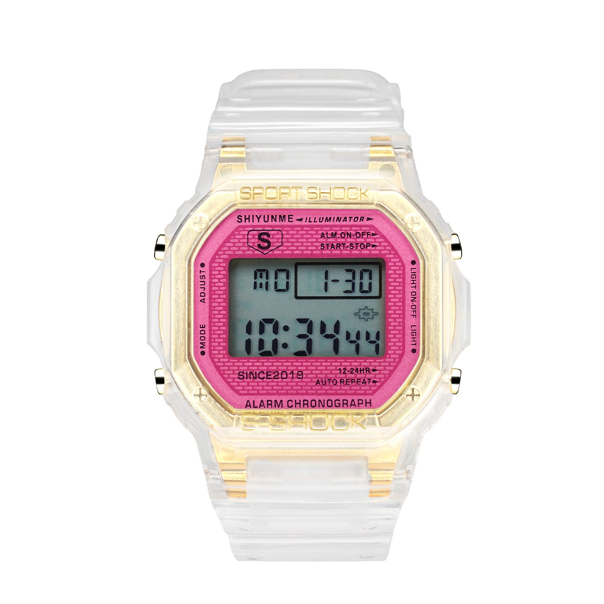 LENNIK-reloj electrónico para estudiantes, sencillo y , coreano, niños y adolescentes, cuadrado pequeño, resistente al agua, C296: Gold-pink