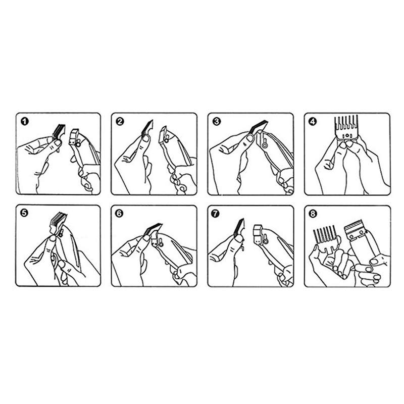 Lot de 8 peignes de protection pour tondeuse à cheveux, avec clip métallique, compatible avec la plupart des tondeuses Wahl, 5 étoiles, 8148,8591,8466,8504,8509