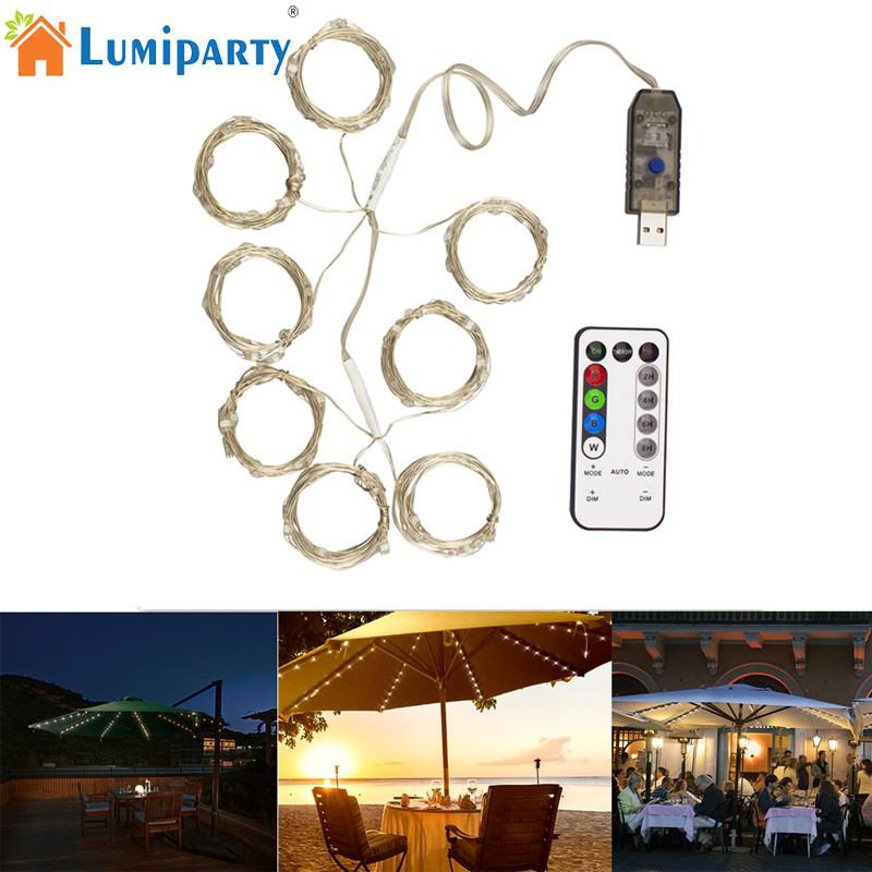 LumiParty 112LEDs Solar Powered paraguas LED cadena luz exterior jardín boda lámpara de luz para decoración Navidad Hada Luz