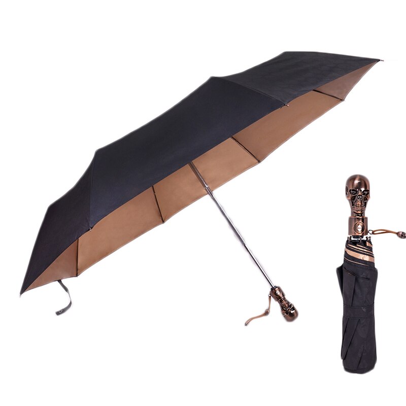 SAFEBET Creatieve Schedel Handvat Paraplu Mannen Automatische Retro Opvouwbare Paraplu Winddicht Portable