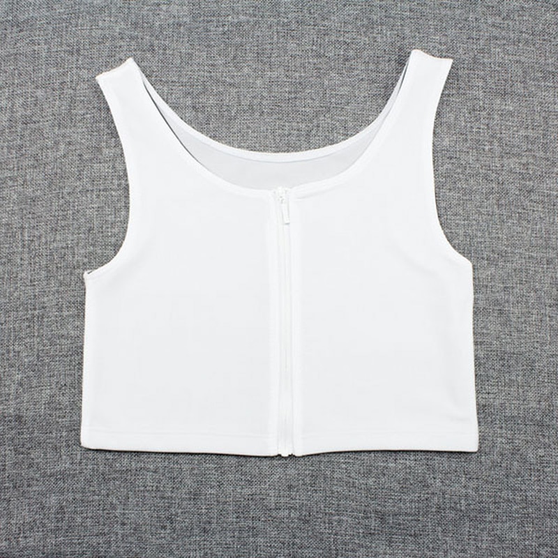 Korsett flat bryst perm glidelås kort korsett les bh sommer komfortabel brystperm trans vest s -3xl crop topper bambus kull
