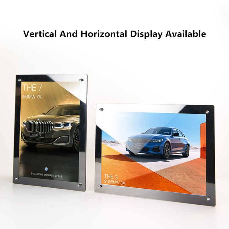 A4 Wall Mounted Glass Picture Photo Frame Show Window Sign Holder Poster Document Display Frame
