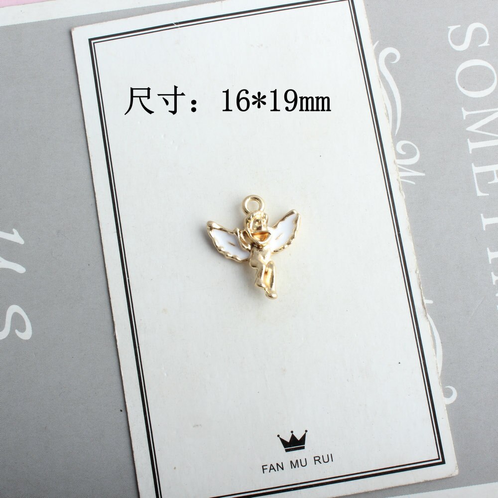 10Pcs/Lot Christmas Angel Charms For Jewelry Making Enamel Gold Color Tone DIY Handmade Jewelry Accessories: White