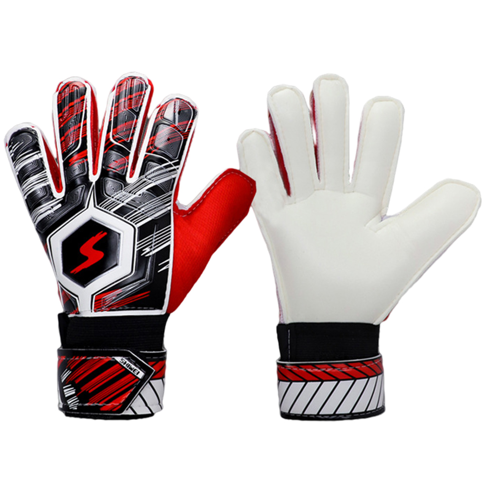 freundlicher Erwachsene FußBall Torwart Handschuh Voll Finger Hand Schutz Handschuh Ausbildung FußBall Handschuhe FußBall-torwart Schutz Handschuhe: rot Größe 7