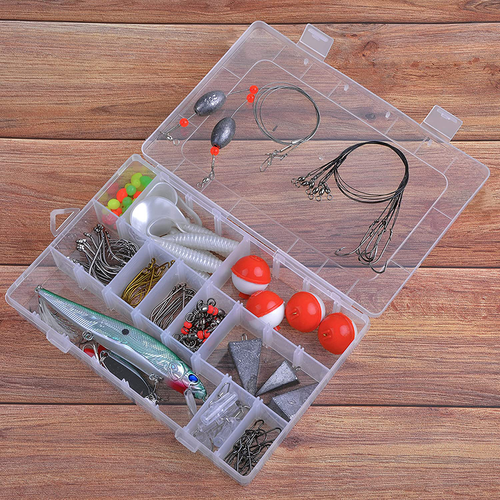 131pcs Fishing Tackle box Surf Fishing Lure Kit Carp Fishing Leader Rigs Saltwater Lure Fishing Hooks Swivel Hard Bait Set