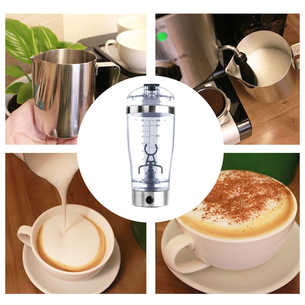Electric Protein Shaker Bottle 450ML Portable Mixer Cup USB Rechargeable Shaker Cups for Albumen Powder Coffee Milk