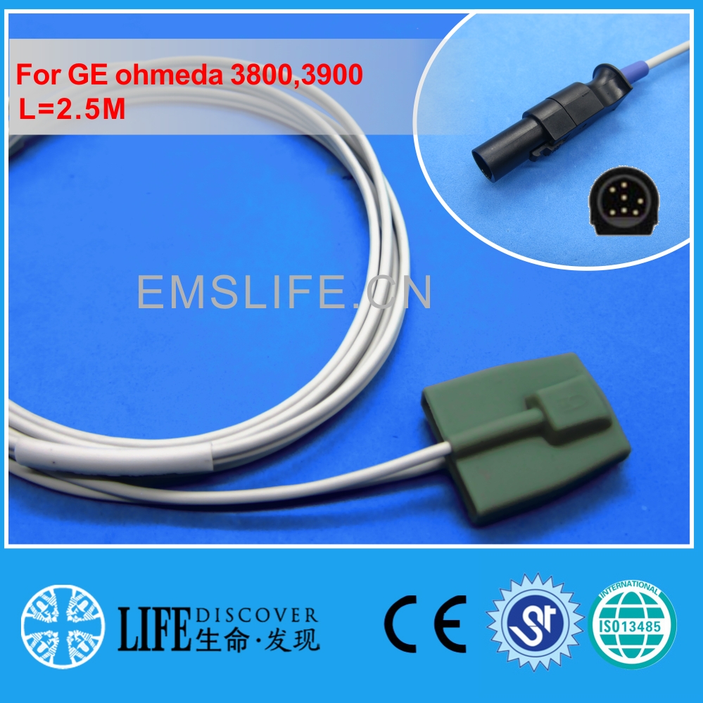 Lange kabel awt volwassen vingerclip spo 2 sensor voor ge ohmeda 3800,3900: Kind siliconen
