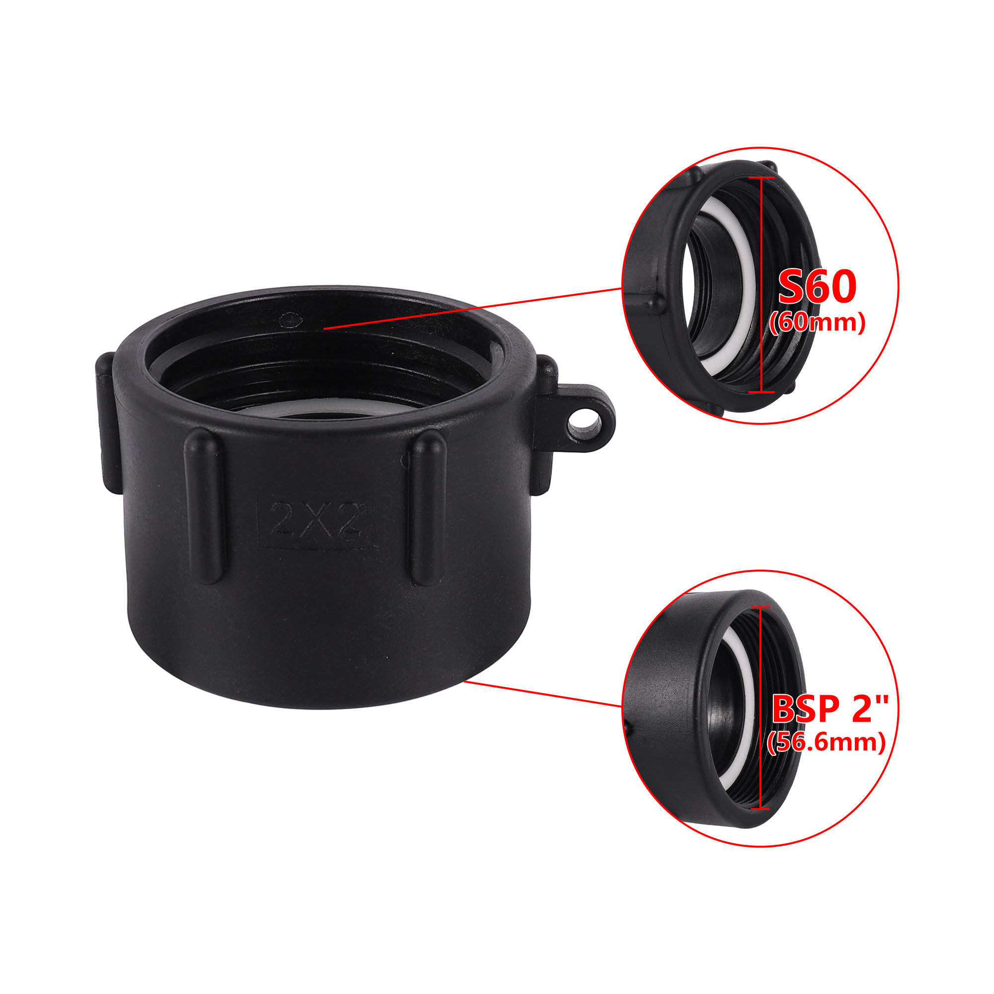 IBC Adapter Connector Fine Thread 1" 1.5" 2"Inch To Coarse Thread S60x6 Container Tank Home Gardening Irrigation Accessories 1Pc: Silver