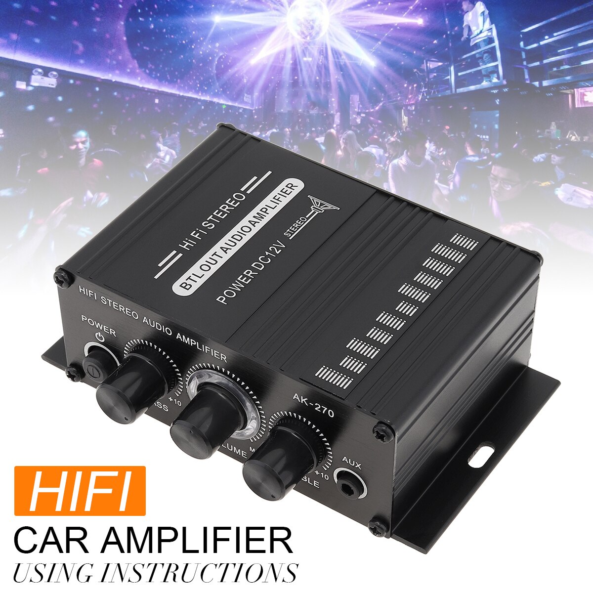 Ak270 hifi stereo effektforsterker lyd til bil karaoke hjemmekino 2 kanals klasse d lydforsterker støtte usb sd aux inngang