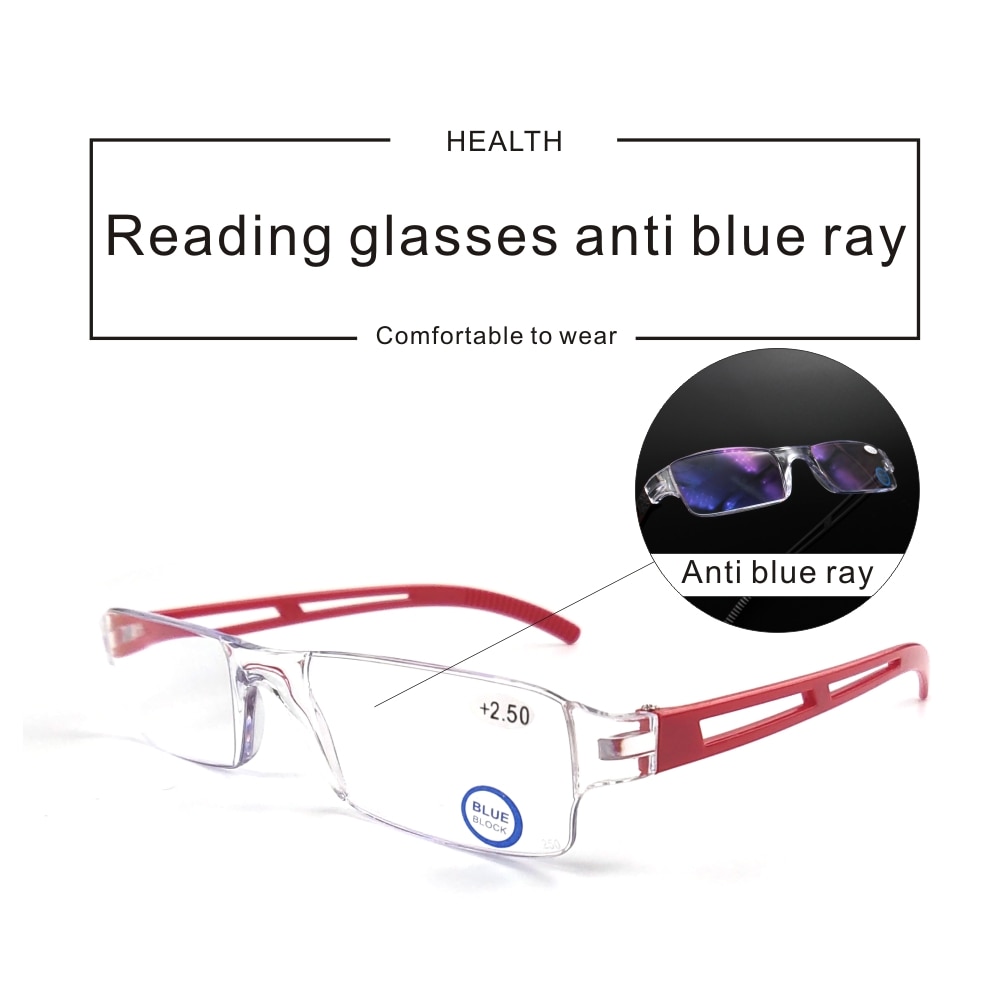 Leesbril Mannen Anti Blauw Stralen Presbyopie Leesbril Mannen Lezers Rimless 2.50 Vergrootglas Bril Pc Gepolariseerde