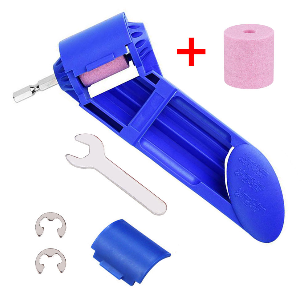 1 Set corindón de rueda afilador de brocas para taladro de herramienta de poder portátil afilador de brocas para taladro de 2-12,5mm giro broca de taladro amoladora: Blue and 2 stone