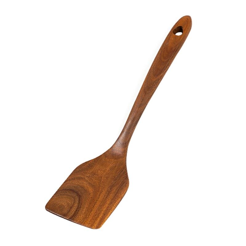 Teak non stick wok,stir fry, shovel, solid wood spoon, kitchen special wok shovel Cooking Rice Spatula Scoop Kitchen Utensil Non: A4