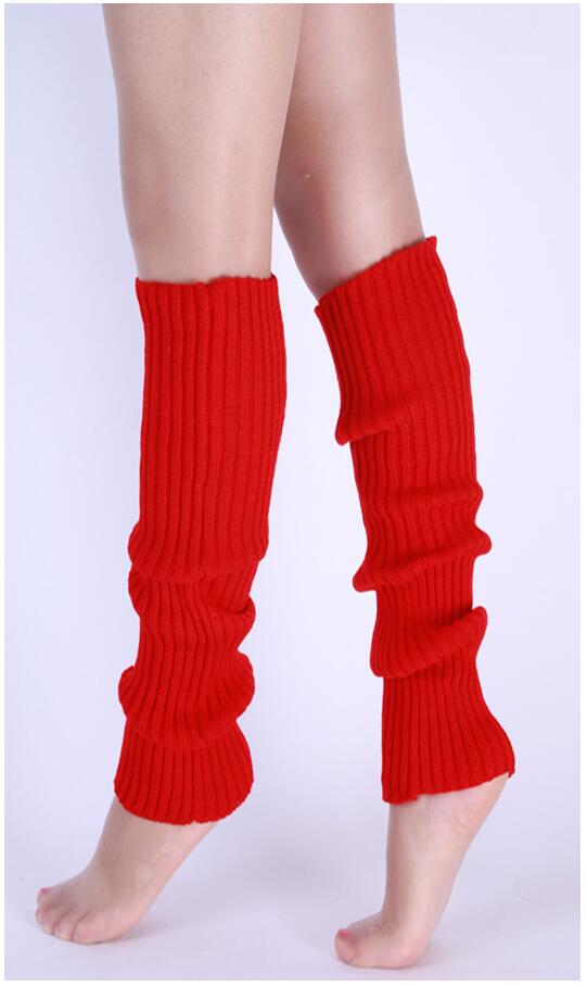 Kvinder benvarmere solide benvarmere slik farvehæklet strikket lange benvarmere knæhøje varme støvlesokker kvinder: Rød