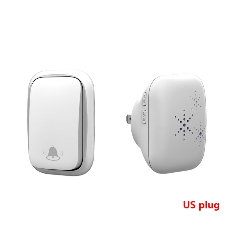 Wireless Door Bell US EU UK Plug Self-Powered Waterproof Door Home Bell Wireless 150M Distance 32 Songs Home Welcome Door Chimes: White US