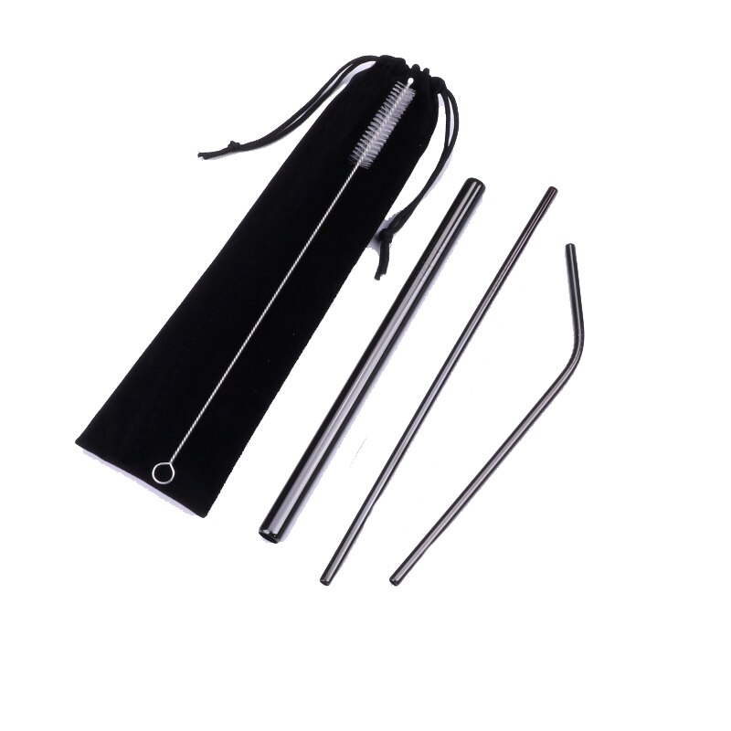 Portable Telescopic Drinking Straw Set 304 Stainless Steel Metal Straw Reusable Travel Keychain Straw With Case Bottle Opener #1: 4pcs black