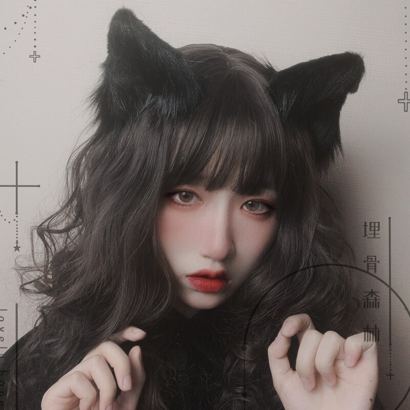 Orejas de gato Anime Lolita accesorios para el cabello orejas Cosplay peluca Kawaii tocado gótico accesorios lolita diadema con orejas de gato