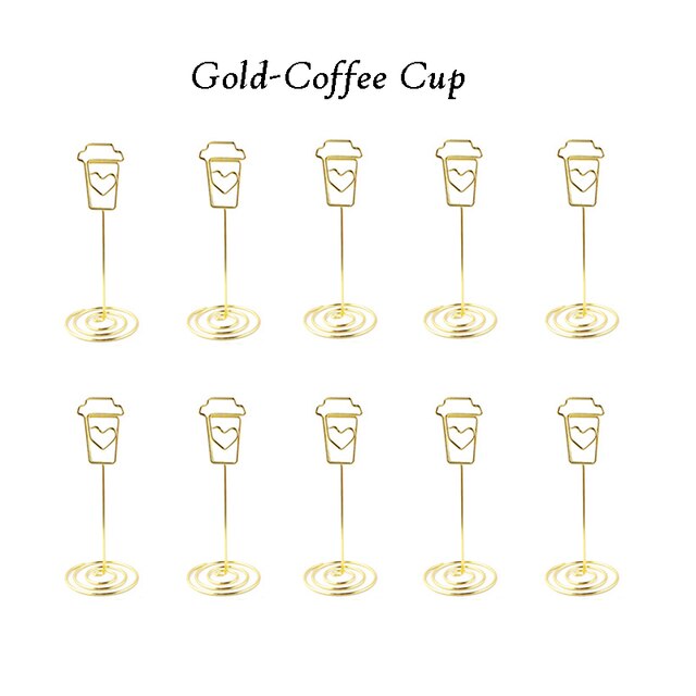 10pcs Table Number Holder Various Shapes Place Cards Holders Stands Photo Note Clips for Wedding Birthday Event Reception Decor: 1