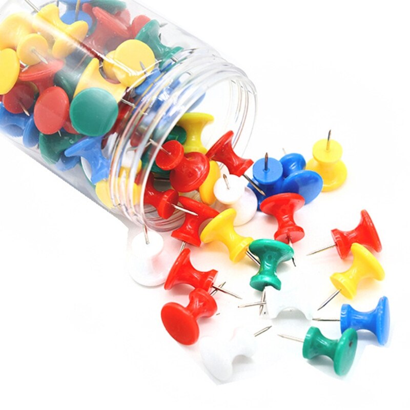 Chinchetas de plástico grandes en forma de I, juego de tachuelas de colores para pulgar, Caja Sellada B03C, 60 unids/paquete
