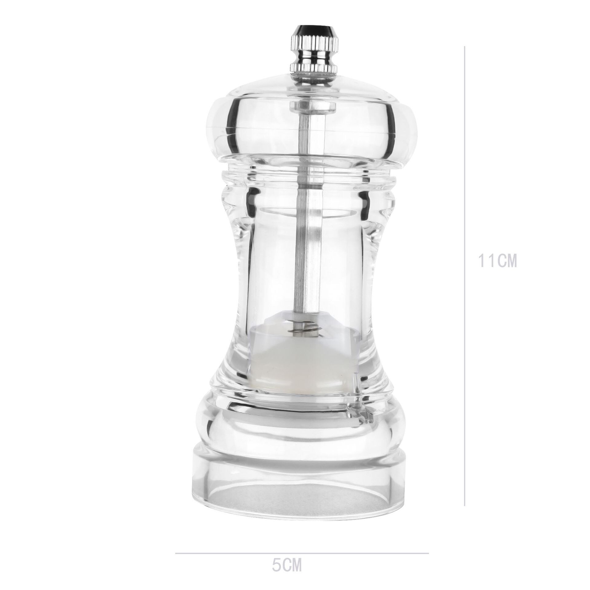 Acrylic Combo Pepper Mill and Salt Shaker with Adjustable Coarseness Ceramic Mechanism, Easy to Use: 4 inch