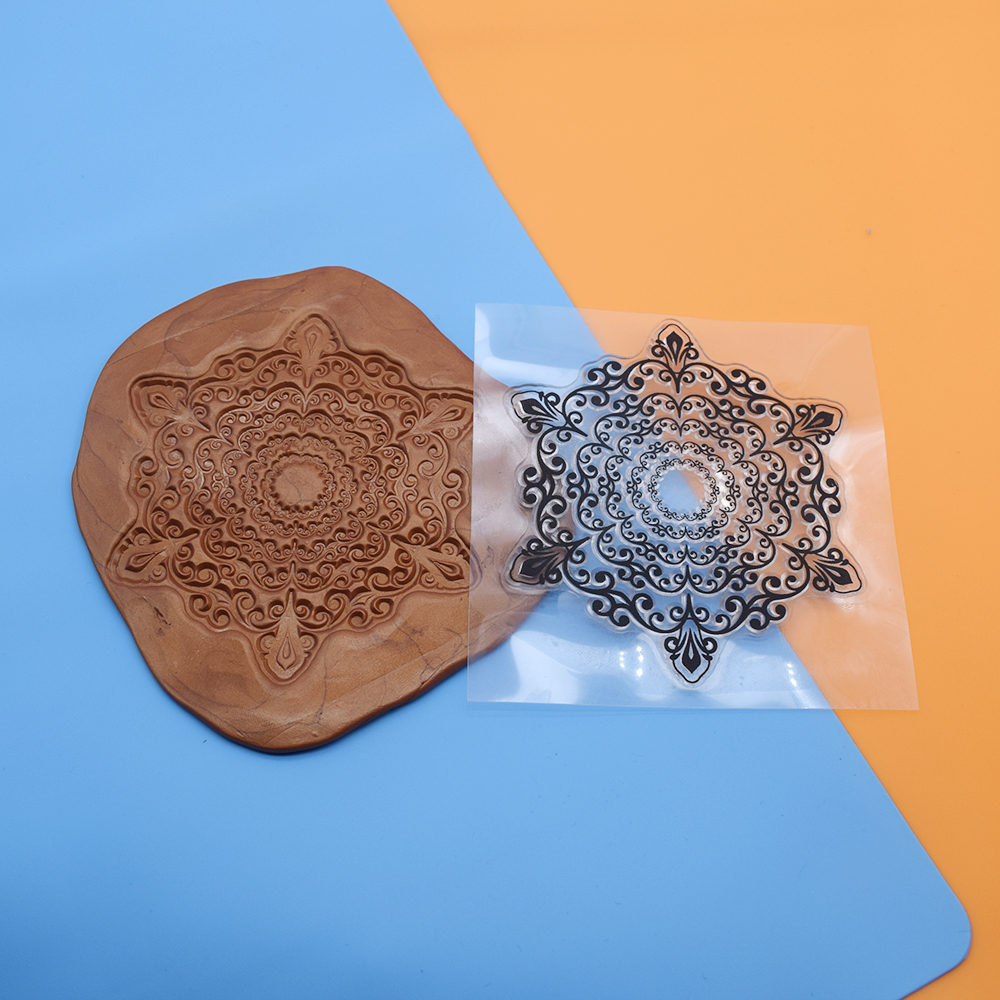 9 cm Ronde Mandala Polymeer Klei Textuur Stempel Vellen Emboss Mat Indruk Modellering voor Keramisch Aardewerk DIY Sieraden Art Craft: plum