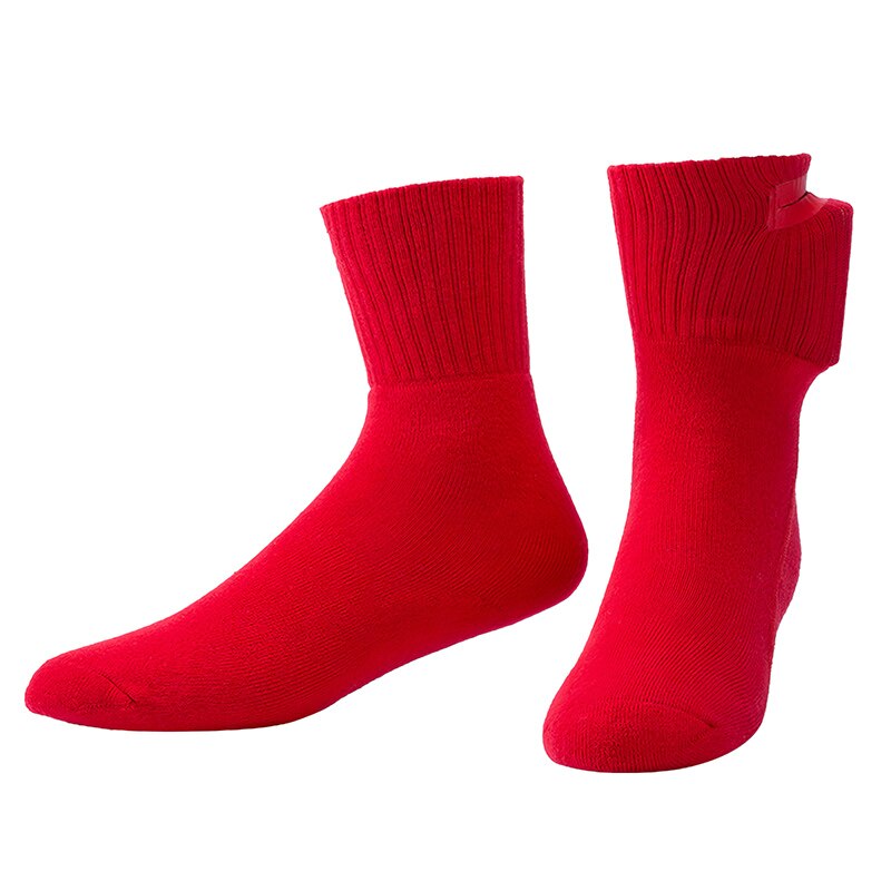 2200mAh Heating Socks Three Gears Winter Thermal Heated Socks Thicken Super Soft Cotton Comfort Socks Keep Foot Warm: Red