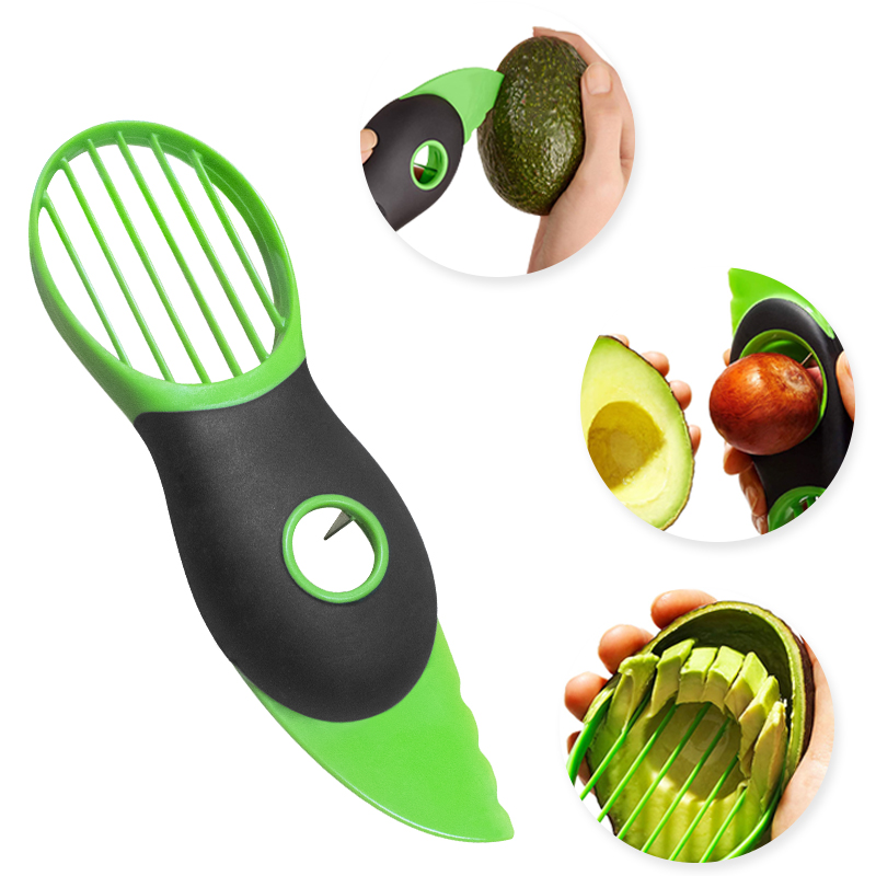 3 In 1 Avocado Slicer Shea Corer Butter Fruit Peeler Cutter Splitter Pitter Plastic Knife Peeler Separator Tool Kitchen Gadget