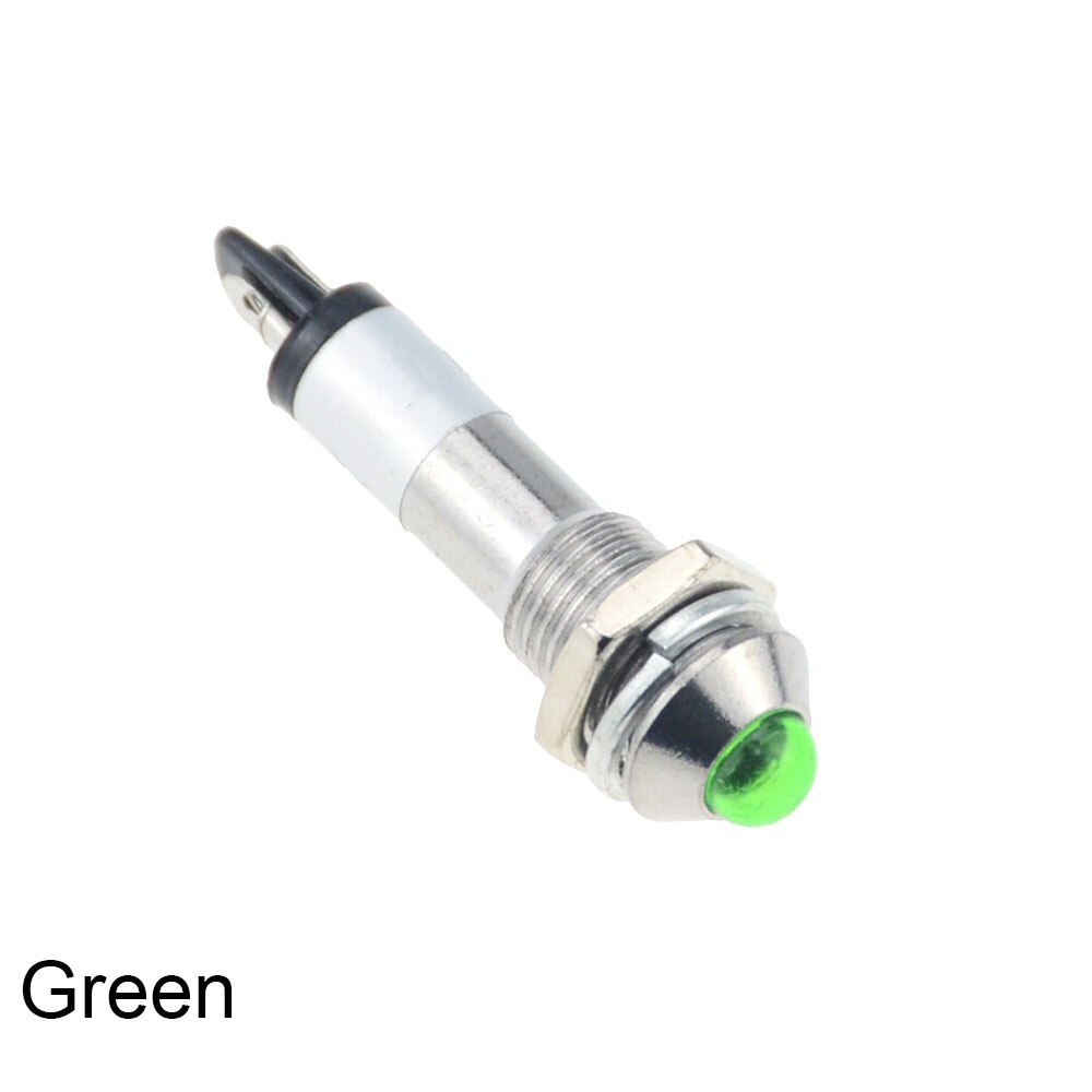 Indicateur métallique étanche, luminaire convexe, Mini interrupteur sans fil, 12V 24V XD8-2 V, LED V, 220mm, lumière LED: 12V / Green