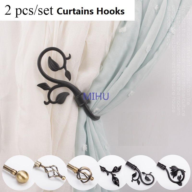 Crochets de support d'embrasse de rideau en métal, accessoires de décoration de chambre à coucher et de salon, 2 pièces par ensemble