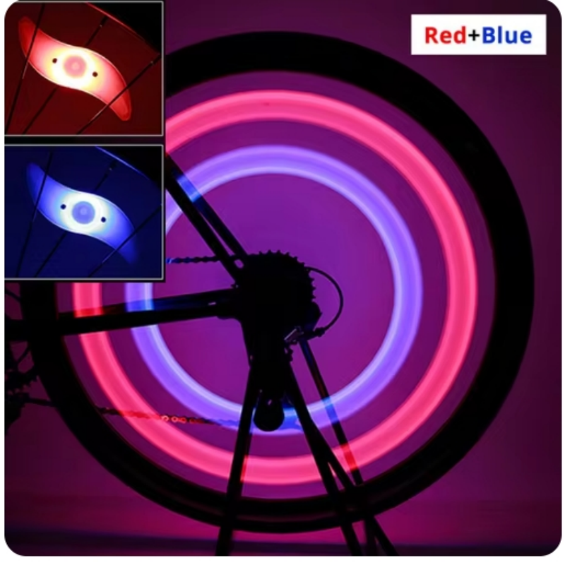 Luz para radios de rueda de bicicleta, luces para neumáticos, 3 modos, LED, resistente al agua, advertencia de seguridad para bicicleta, fácil de instalar, accesorios para bicicleta con batería: Verde claro