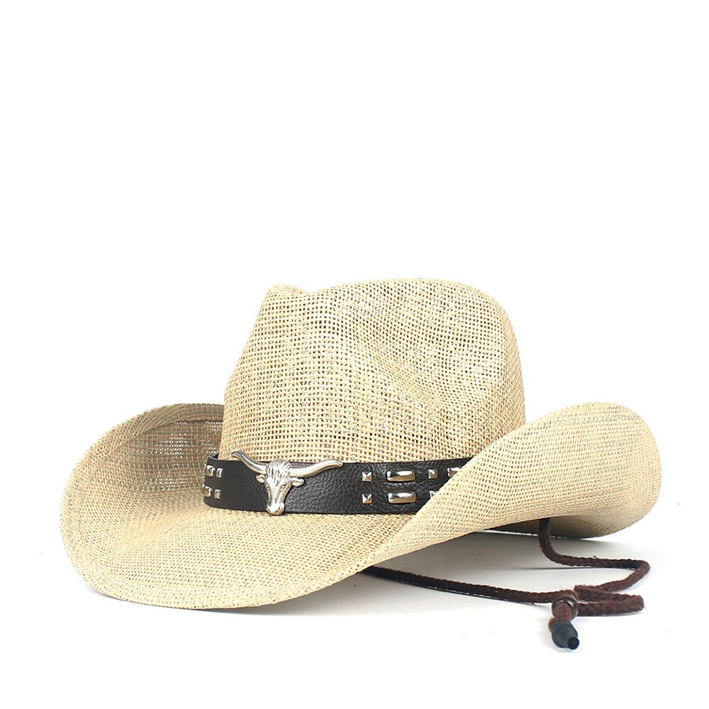 Western Cowboy Hat100% Straw Men Women Cowgirl Summer Hats For Lady Sun Hat Sombrero Hombre Beach Cowgirl Jazz: C8