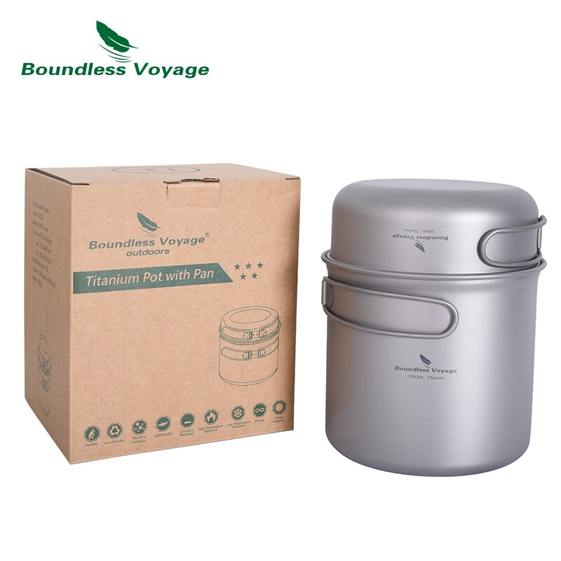 Grenzeloze Voyage Camping Titanium Pot Pan Set Outdoor Draagbare Mok Multi-Functionele Servies Puinhoop Kit Koken Set: Ti2051C