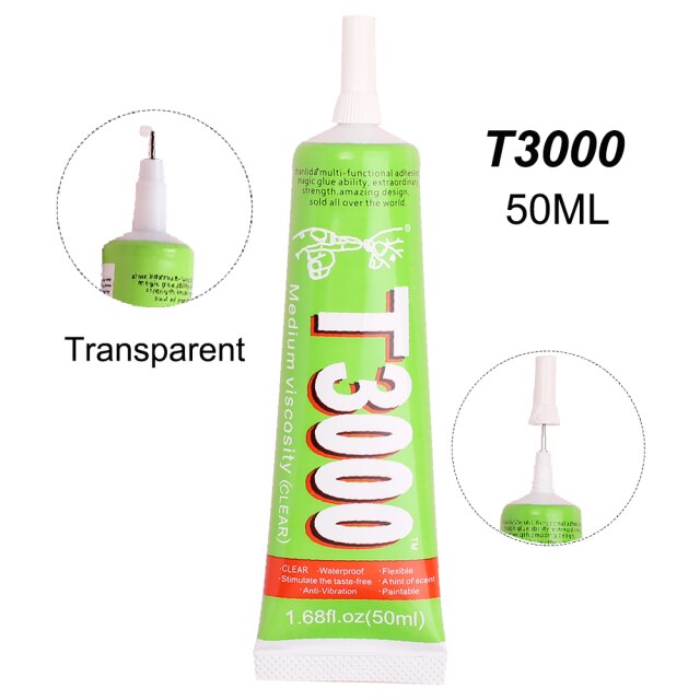 Waterproof 50ml E8000 Glue Textile Fabric Adhesive Super Epoxy b7000 Leather Craft Phone Touch Screen Display Black T9000 T7000: T3000 50ML Clear
