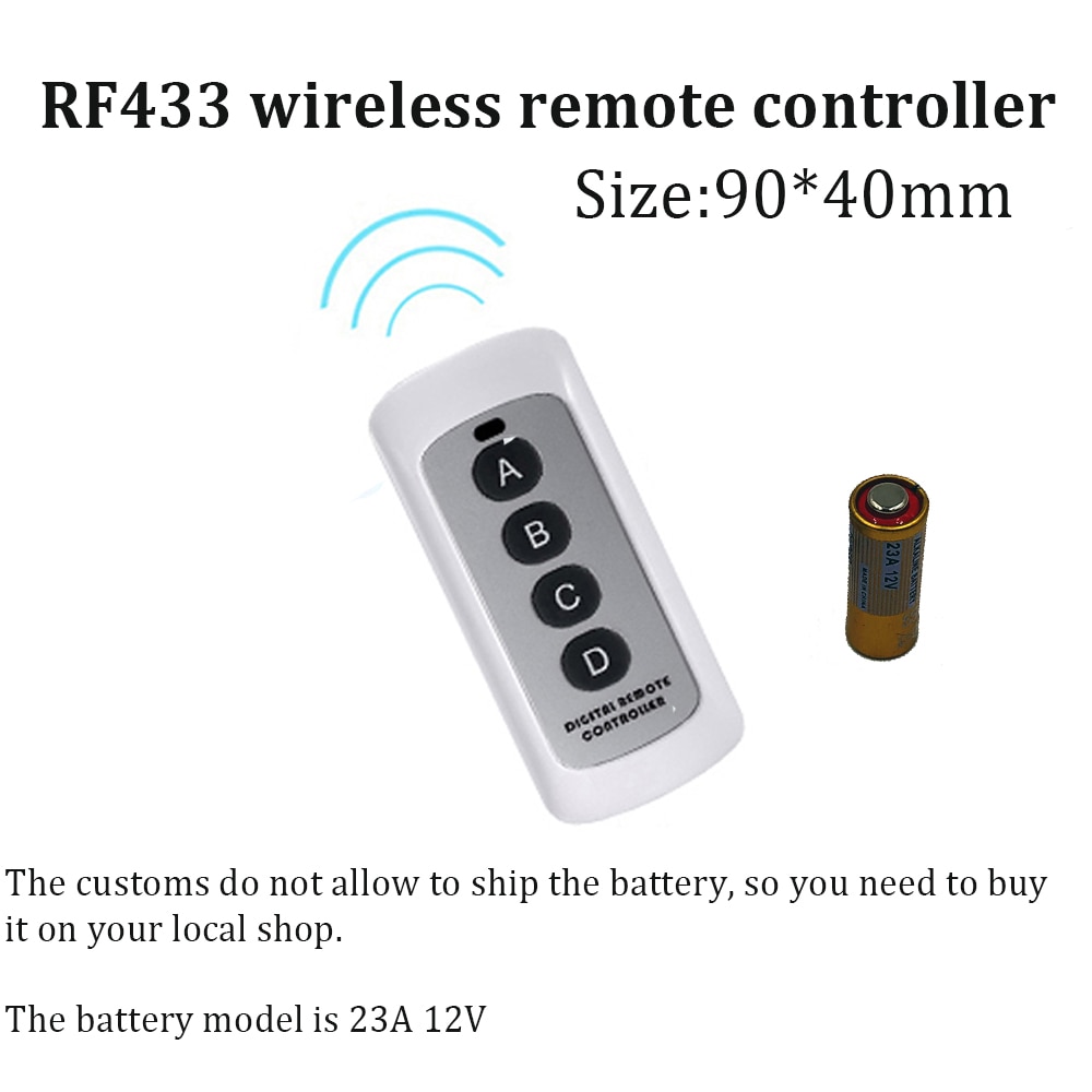Drahtlose RF433-Fernbedienung mit 4 Tasten funktioniert für Lichtschalter, 433 MHz, Entfernung 20 m, Digital