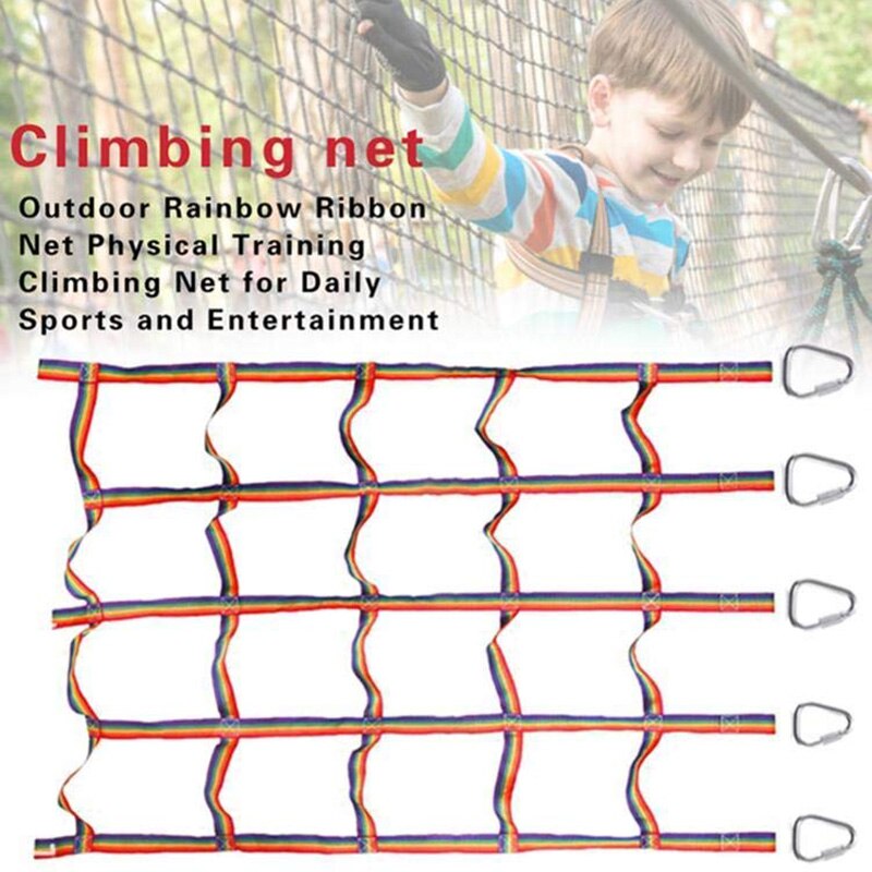 Outdoor Rainbow Climbing Net Ribbon Network Climbing Accessories for Training Climbing Children's Athletics
