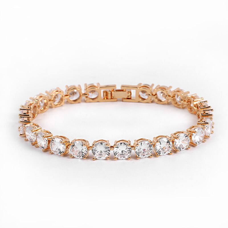 WEIMANJINGDIAN 6MM Round Cut 0.5 Carat Cubic Zirconia Crystal CZ Tennis Bracelets for Women or Bridal Wedding Jewelry: Rose Gold