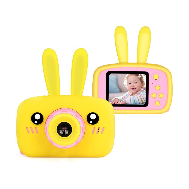 Børn mini kamera fuld  hd 1080p bærbar digital video fotokamera 2 tommer skærm display børn forkid spil undersøgelse kamera: Gul / Med 32gb tf-kort