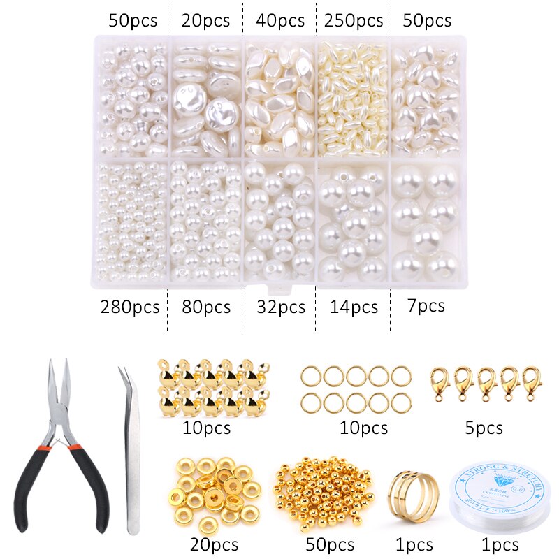 Acryl Perle Perlen Set Schmuck Herstellung Kit Party Armband DIY Werkzeuge Hochzeit Ohrring Halskette Perlen Handwerk Zubehör: set2-850pcs