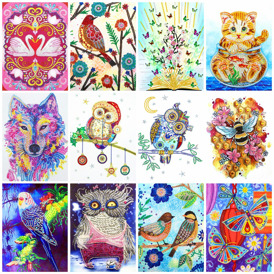 AZQSD spécial forme diamant peinture mosaïque animaux broderies diamant broderie hibou artisanat 24x34cm
