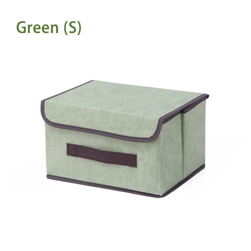 Non Woven Fabric Storage Box with Lids Household Toy Snacks Sundries Organizer Storage Boxes Basket Cloth Storage Organizer Box: Green S 25x19x16cm