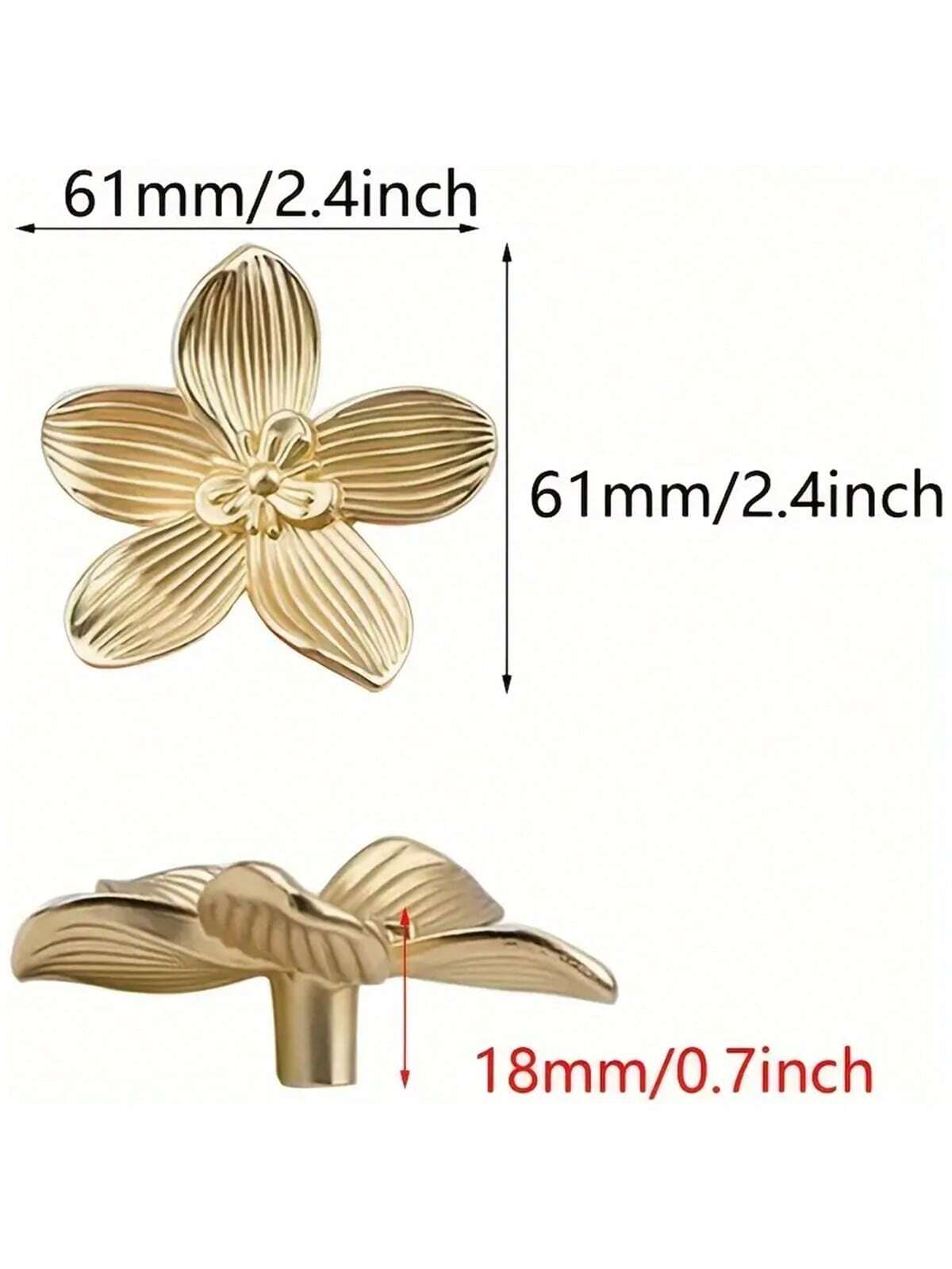 Tiradores de cajón de flores doradas, tiradores creativos de gabinete de cocina de pétalos, tiradores de cajón de gabinete de muebles, tiradores de puertas de armario